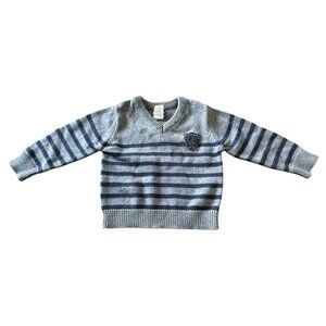 OshKosh Gray & Blue Sweater Boys Size 18‎ Months Preppy Comfy Classic V Neck